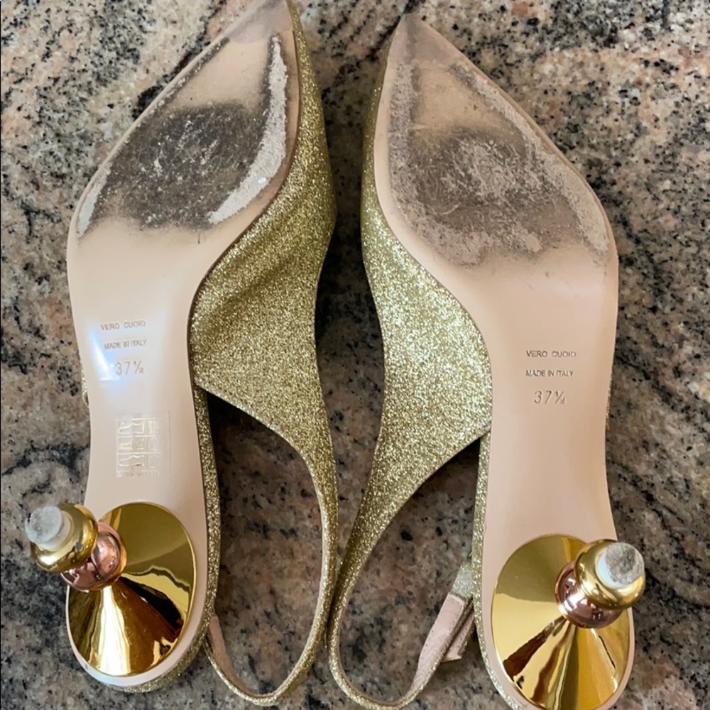 Roberto Festa Gold Glitter Slingback Shoes - Picture 6 of 8